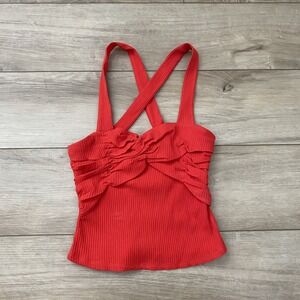 Superdown Revolve Red Cross Strap Top Size Small Crop